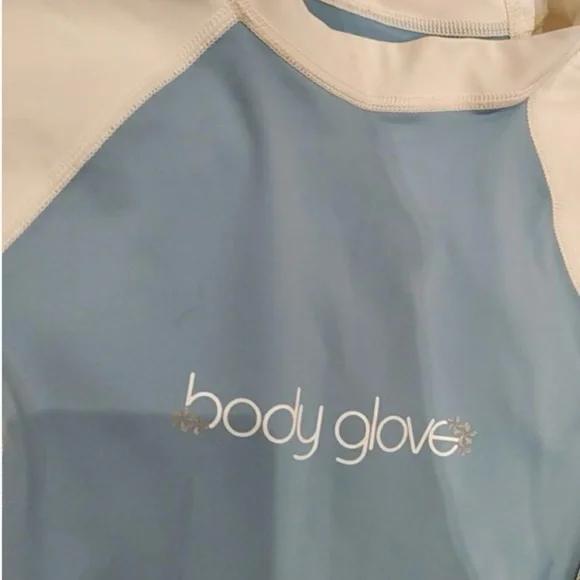 Body Glove Girl’s Rash Guard Size Small Blue White Color Long Sleeve UPF 50 - Picture 4 of 8